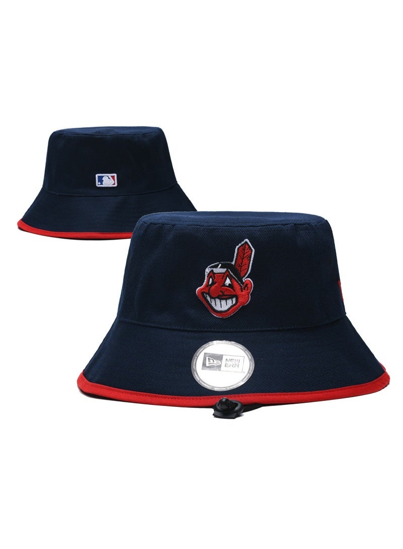 New Era MLB Cleveland Indians Navy Blue and Red Contrast Bucket Hat